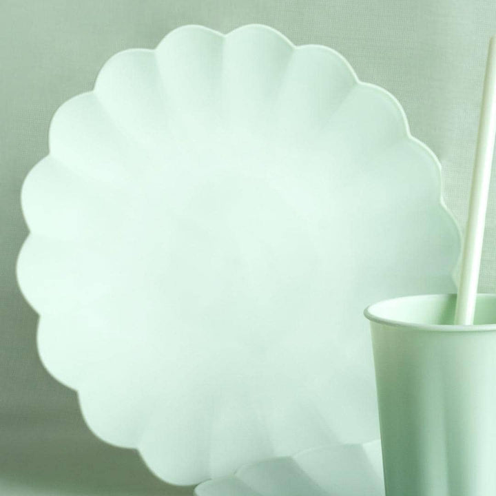 Pastel Green Reusable Plates - Mint Green Party Plates - Light Green Birthday Party Decorations - Picnic Plastic Plates - Pack Of 4 - Jolie Fete UK