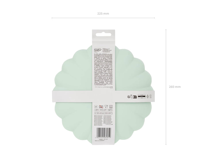 Pastel Green Reusable Plates - Mint Green Party Plates - Light Green Birthday Party Decorations - Picnic Plastic Plates - Pack Of 4 - Jolie Fete UK