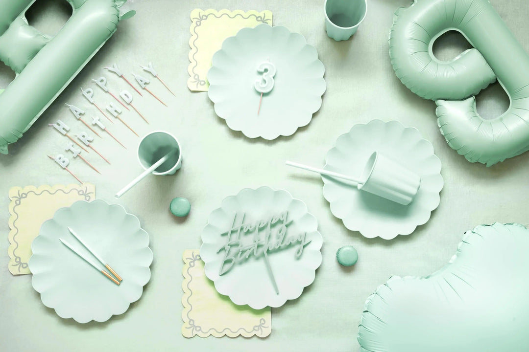 Pastel Green Reusable Plates - Mint Green Party Plates - Light Green Birthday Party Decorations - Picnic Plastic Plates - Pack Of 4 - Jolie Fete UK