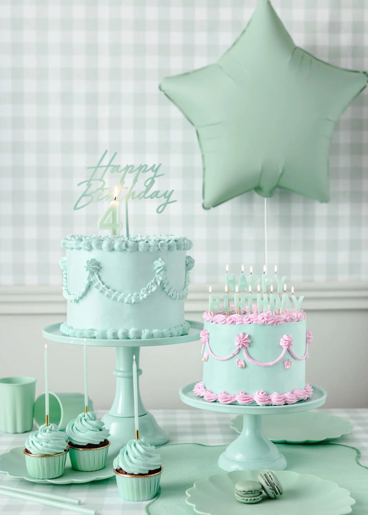 Pastel Green Reusable Straws - Mint Green Party Straws - Light Green Birthday Party Tableware -Reusable Plastic Straws With Brush-Pack Of 12 - Jolie Fete UK