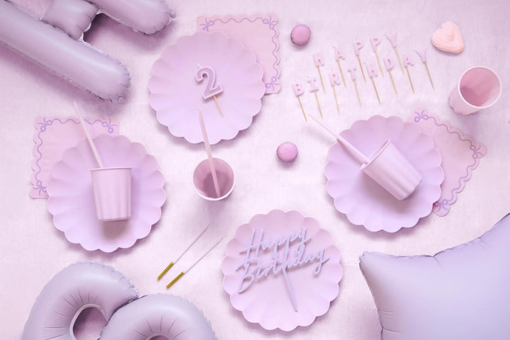 Pastel Lilac Napkins - Light Violet Party Paper Napkins - Pale Purple Birthday Party Tableware - Scallop Edge Design - Pack Of 12 - Jolie Fete UK