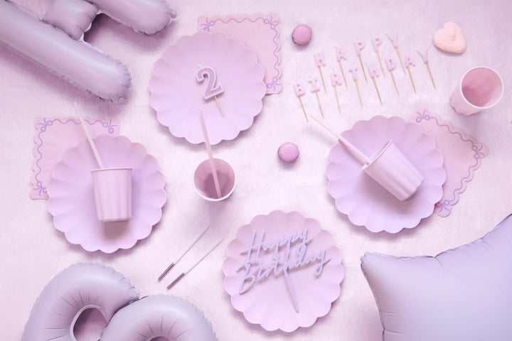 Pastel Lilac Reusable Straws - Light Violet Party Straws - Purple Birthday Party Tableware - Reusable Plastic Straws With Brush - Pack Of 12 - Jolie Fete UK
