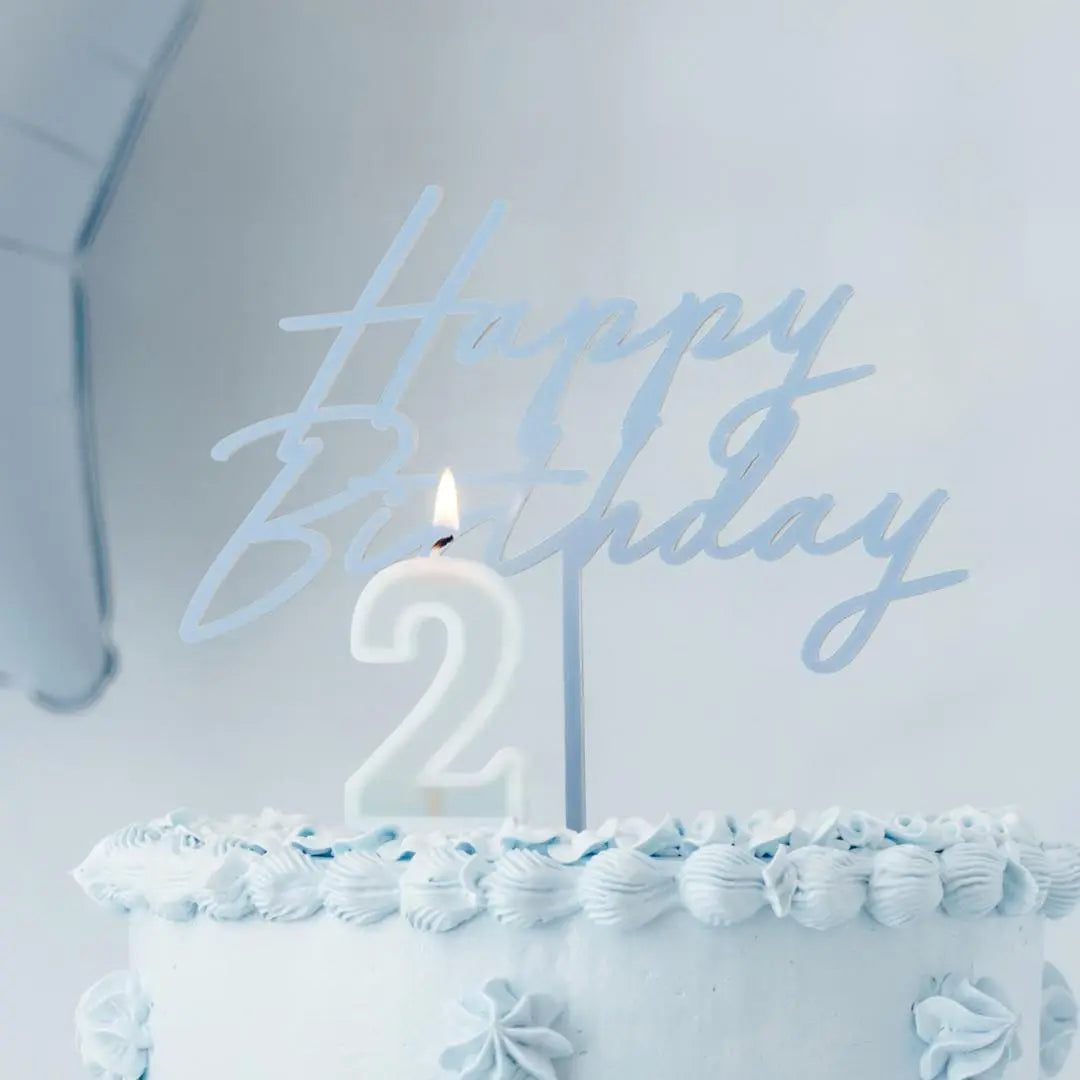 Pastel Minty Blue 4 Birthday Cake Candle - Mint Cake Decoration - Light Green Birthday Party Decor - 4th / 40th Birthday Candle - Jolie Fete UK