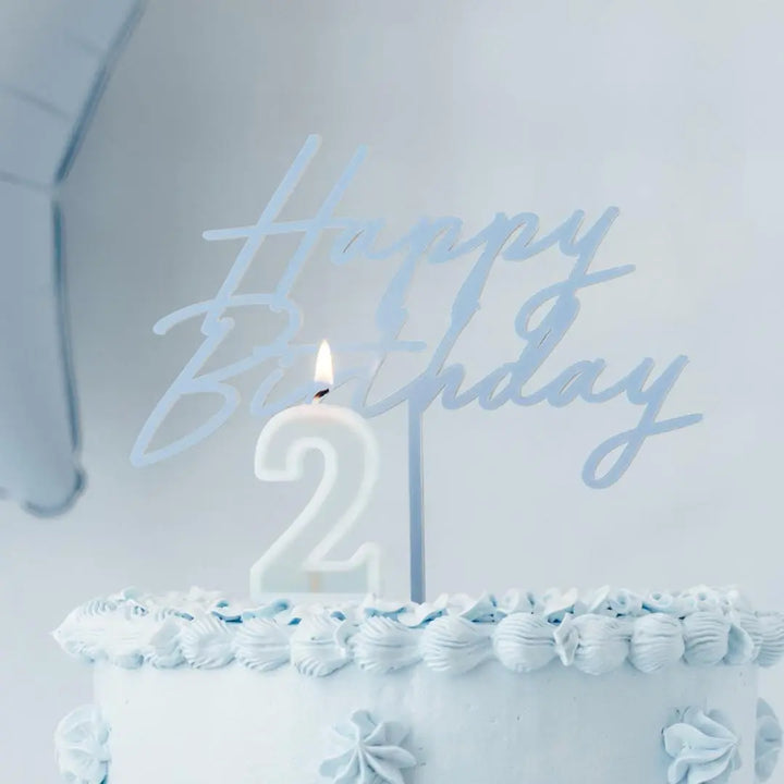 Pastel Minty Blue 4 Birthday Cake Candle - Mint Cake Decoration - Light Green Birthday Party Decor - 4th / 40th Birthday Candle - Jolie Fete UK