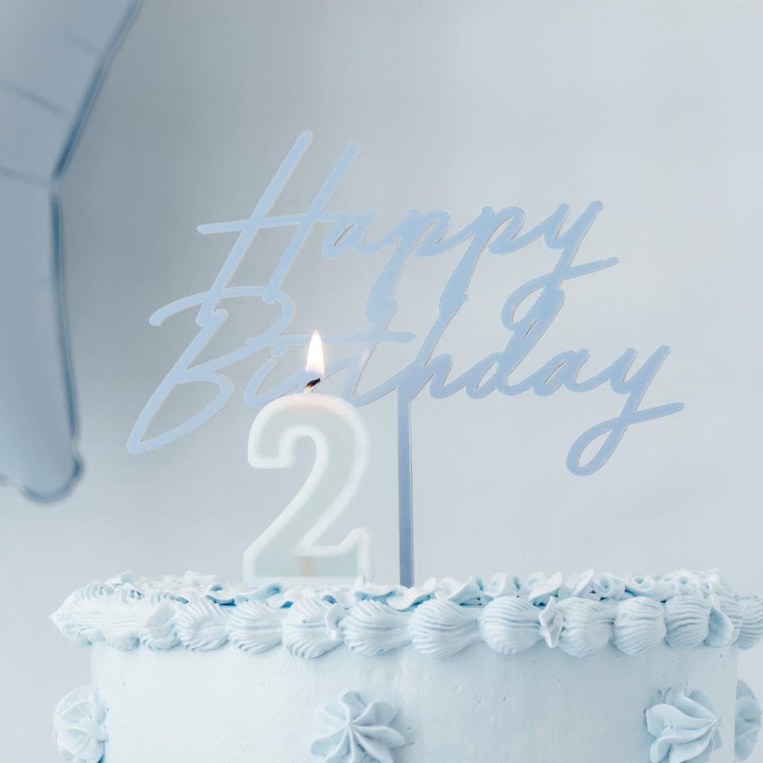 Pastel Minty Blue 5 Birthday Cake Candle - Mint Cake Decoration - Light Green Birthday Party Decor - 5th / 50th Birthday Candle - Jolie Fete UK