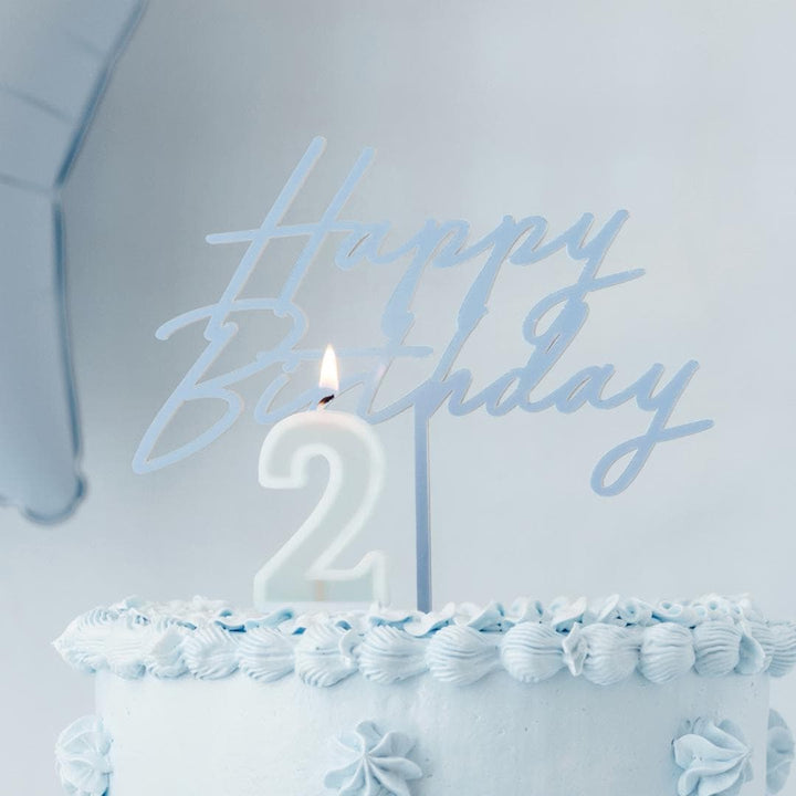 Pastel Minty Blue 5 Birthday Cake Candle - Mint Cake Decoration - Light Green Birthday Party Decor - 5th / 50th Birthday Candle - Jolie Fete UK