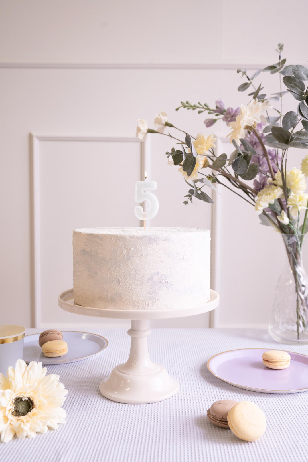 Pastel Minty Blue 5 Birthday Cake Candle - Mint Cake Decoration - Light Green Birthday Party Decor - 5th / 50th Birthday Candle - Jolie Fete UK