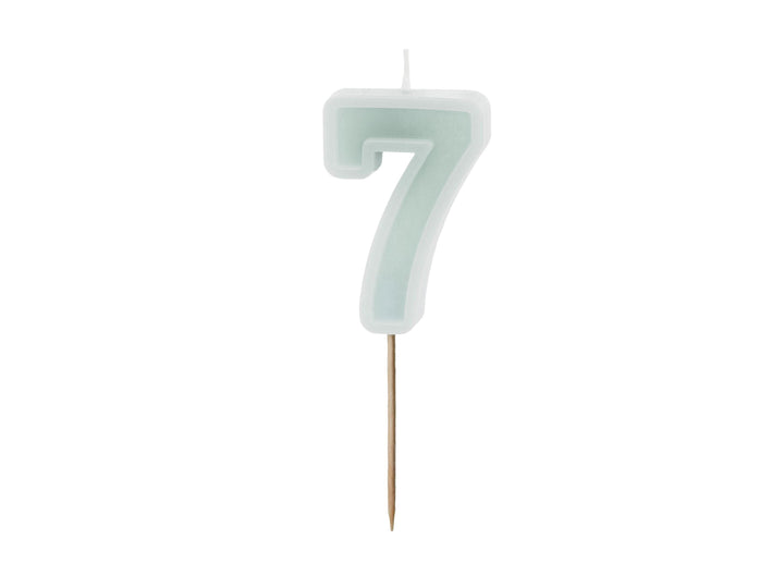 Pastel Minty Blue 7 Birthday Cake Candle - Mint Cake Decoration - Light Green Birthday Party Decor - 7th / 70th Birthday Candle - Jolie Fete UK