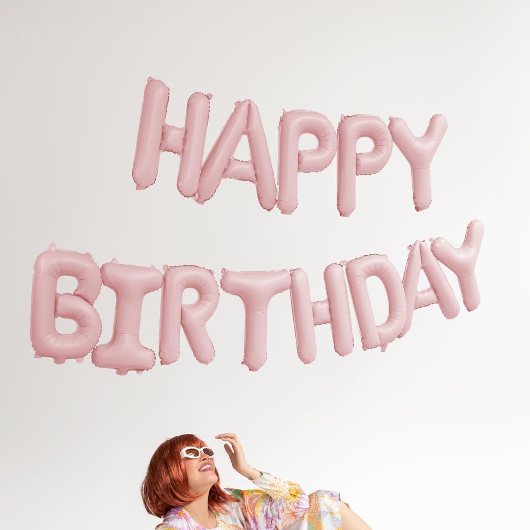 Pastel Pink Happy Birthday Balloons - Baby Pink Balloon - Light Pink Birthday Party Decor - Jolie Fete UK
