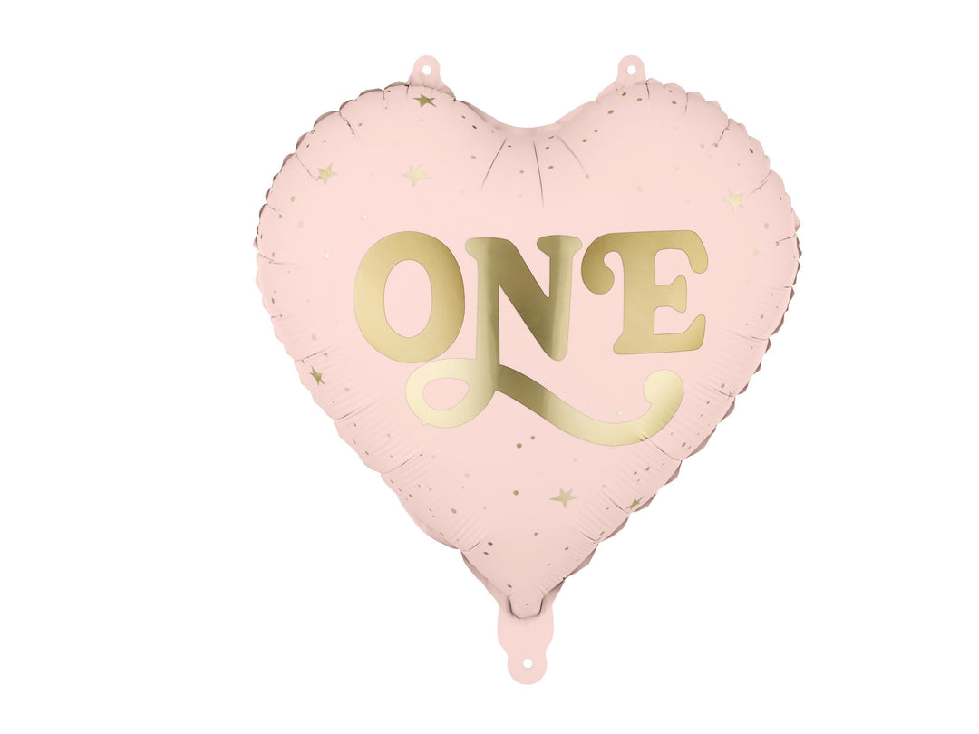 Pink Heart ONE Foil Balloon - Girls 1st Birthday Decoration - One Little Mouse Party Supplies - First Birthday Toddler Milestone Decor - Jolie Fete UK