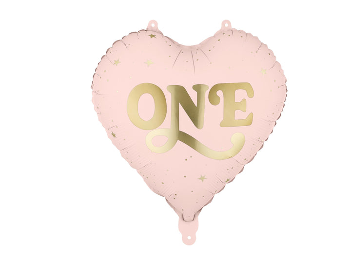 Pink Heart ONE Foil Balloon - Girls 1st Birthday Decoration - One Little Mouse Party Supplies - First Birthday Toddler Milestone Decor - Jolie Fete UK