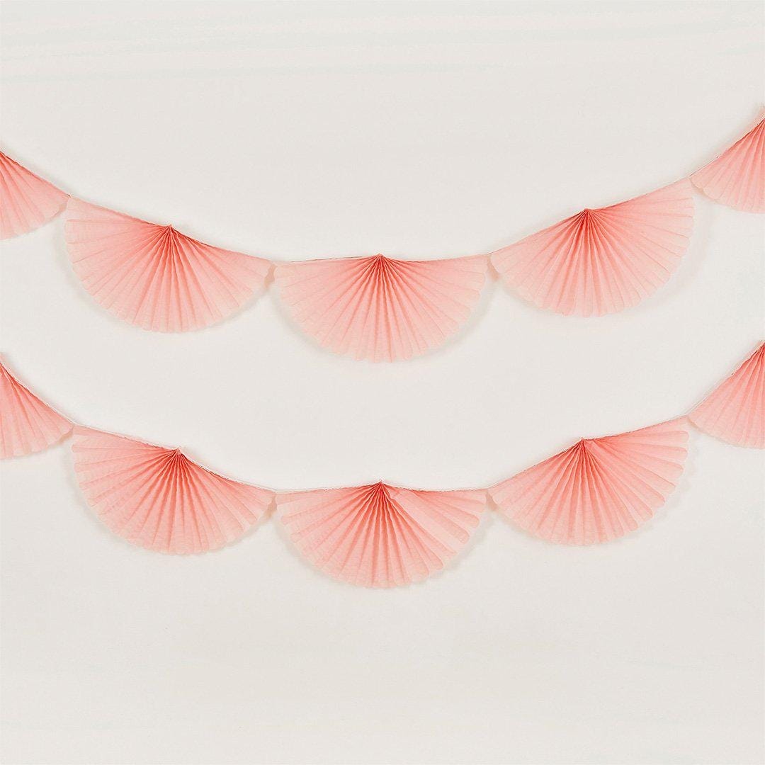 Pink Paper Fan Garland 2m - Pastel Pink Party Bunting for Hen Party Decorations, Baby Showers & Birthdays - Eco-Friendly Paper Decor - Jolie Fete UK