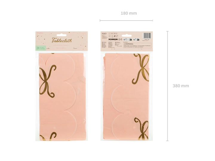Pink Paper Tablecloth - Pastel Pink Party Supplies - Gold Bows - Unicorn Birthday Party Decorations - Coquette Theme - Princess -180 x 120cm - Jolie Fete UK