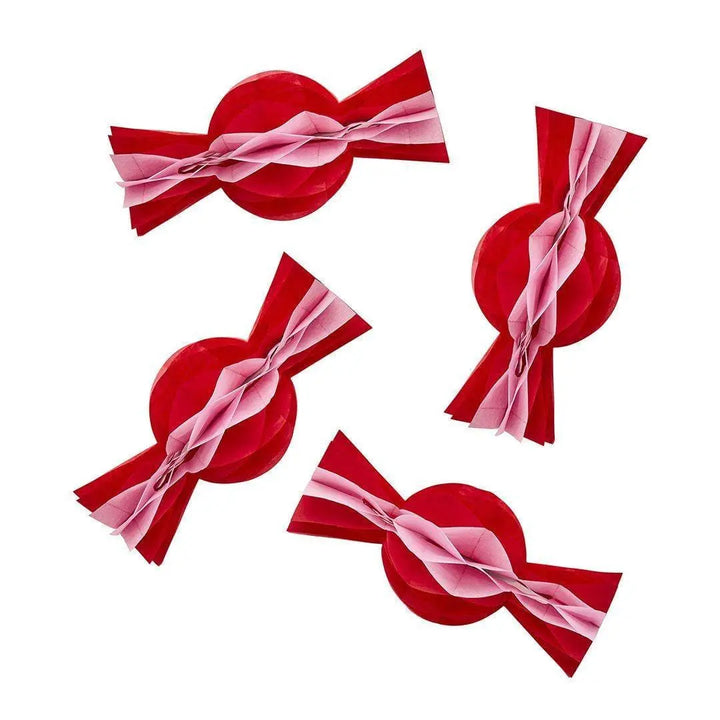 Honeycomb Sweets - Pink & Red Honeycomb Christmas Candy Decorations - Christmas Decorations - Holiday Decor - Pack Of 4 - Jolie Fete UK