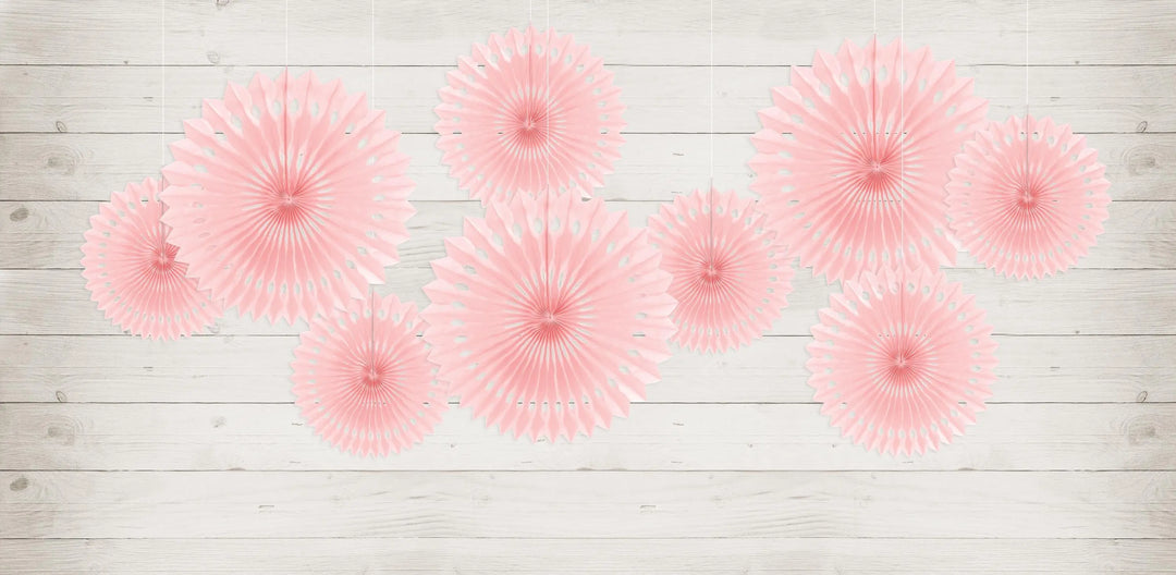 Pink Tissue Paper Rosettes - Pink Birthday Party Fan Decorations - Party Wall Decorations - Hanging Decorations - Pack Of 3 - Jolie Fete UK