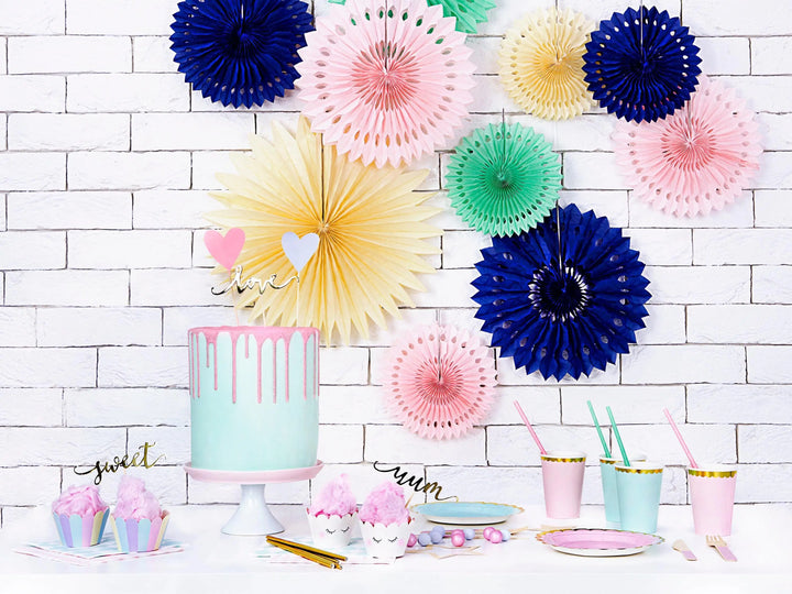 Pink Tissue Paper Rosettes - Pink Birthday Party Fan Decorations - Party Wall Decorations - Hanging Decorations - Pack Of 3 - Jolie Fete UK