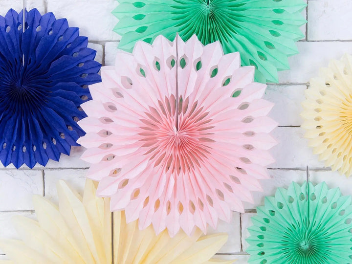Pink Tissue Paper Rosettes - Pink Birthday Party Fan Decorations - Party Wall Decorations - Hanging Decorations - Pack Of 3 - Jolie Fete UK