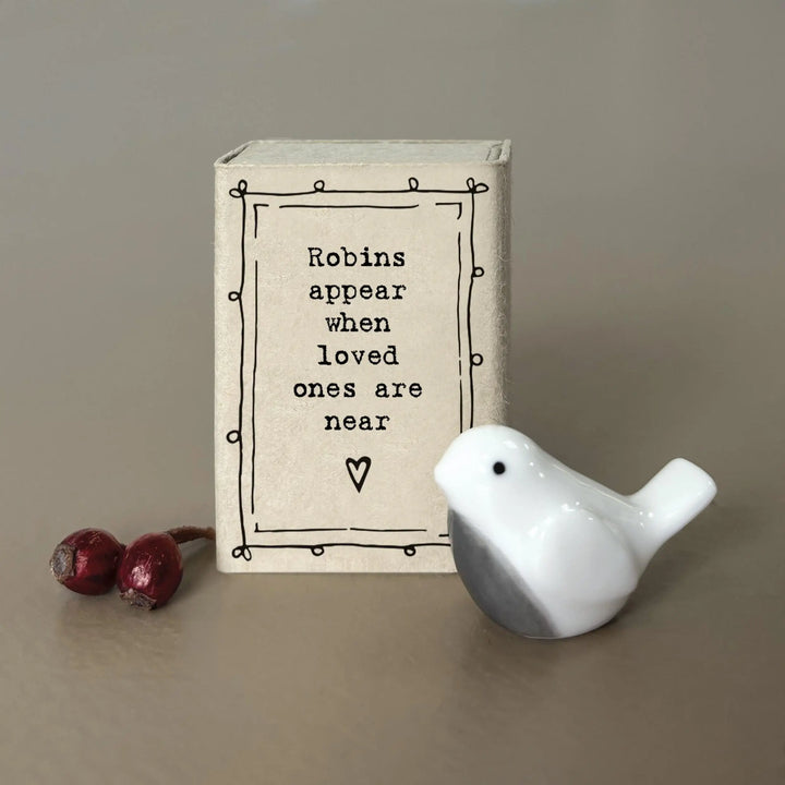 Porcelain Robin Matchbox Gift - Loved Ones Near - Gift For Friend Or Loved One - Friendship Gifts - Mini White Porcelain Robin-East Of India - Jolie Fete UK