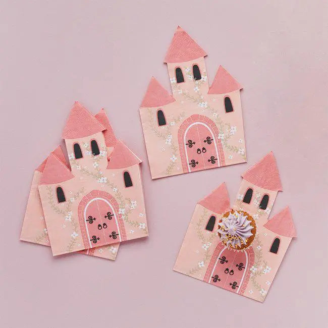 Princess Party Paper Napkins - Castle Party Tableware - Girls Birthday Party Supplies - Fairytale Decor - Fairy Tale Castle - Pack of 16 - Jolie Fete UK