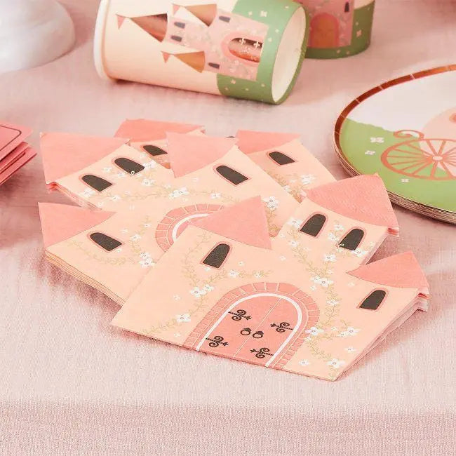Princess Party Paper Napkins - Castle Party Tableware - Girls Birthday Party Supplies - Fairytale Decor - Fairy Tale Castle - Pack of 16 - Jolie Fete UK
