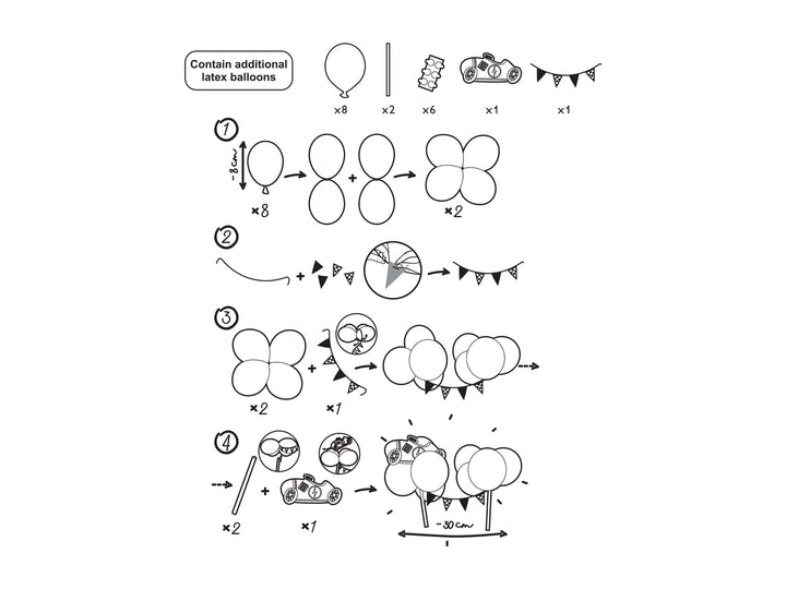 Racing Car Cake Toppers- Birthday Cake Balloon Cake Topper - Racing Car Party - F1 Theme - Kids Birthday Party Supplies - Jolie Fete UK