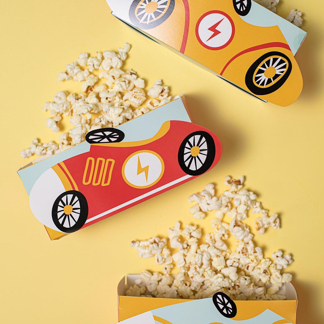 Car Snack Boxes - Racing Car Party Supplies - Formula 1 Theme - Kids Birthday Party Supplies - Goodie Bags - Small Gift Boxes - Pack of 3 - Jolie Fete UK