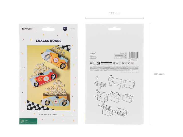 Car Snack Boxes - Racing Car Party Supplies - Formula 1 Theme - Kids Birthday Party Supplies - Goodie Bags - Small Gift Boxes - Pack of 3 - Jolie Fete UK