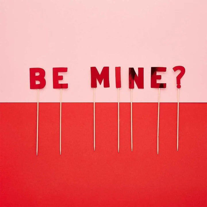 Red Be Mine Cake Topper - Valentine’s Day Cake Decoration - Romantic Proposal Cake Sign - Jolie Fete UK