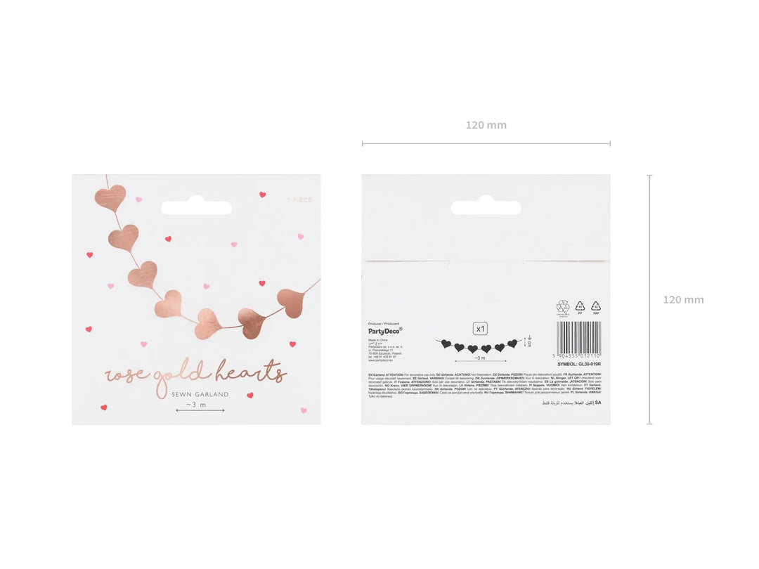 Rose Gold Heart Garland Valentines Decoration - Valentine's Decor - Hen Garland - Party Decorations-Hanging Heart Decorations-Wedding Decor - Jolie Fete UK