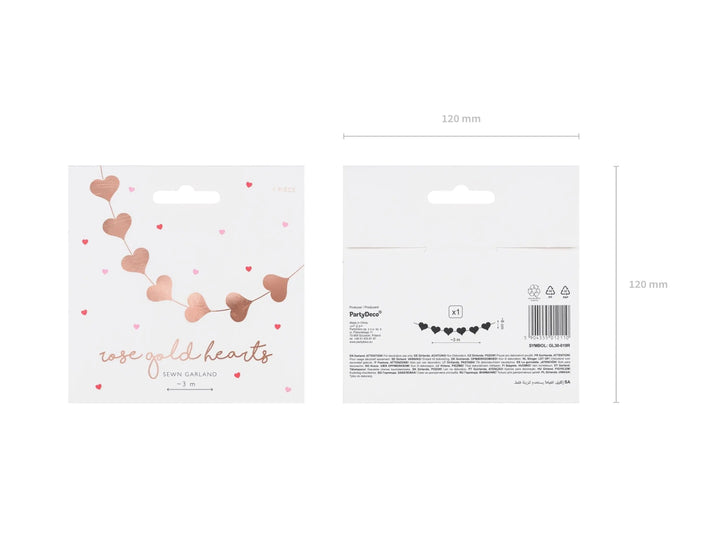 Rose Gold Heart Garland Valentines Decoration - Valentine's Decor - Hen Garland - Party Decorations-Hanging Heart Decorations-Wedding Decor - Jolie Fete UK