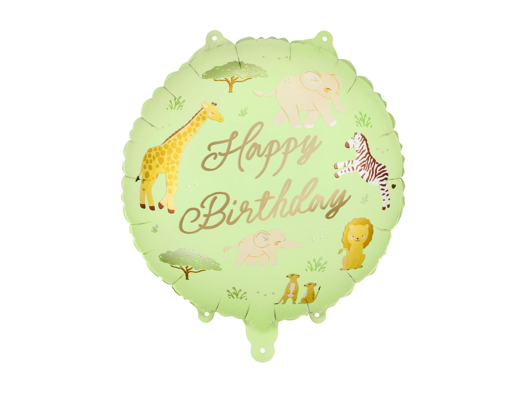 Safari Animal Happy Birthday Balloon - Jungle Theme Foil Balloon - Kids Birthday Balloons - Wild One Party - Giraffe, Zebra, Lion, Elephant - Jolie Fete UK
