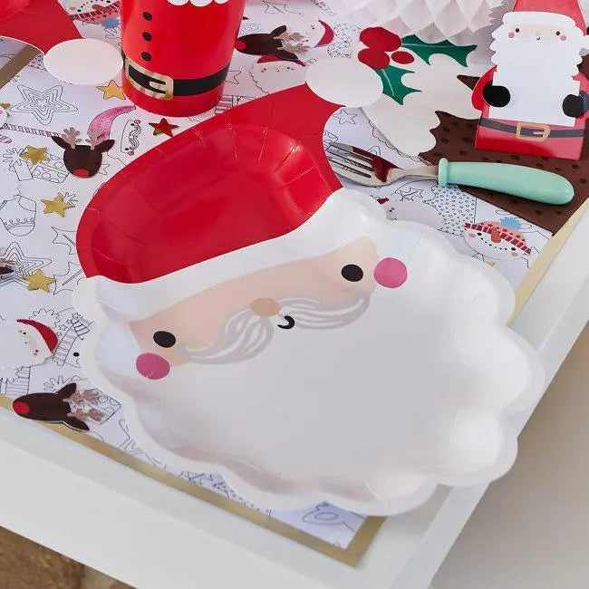 Santa Shaped Christmas Paper Plates - Christmas Party Tableware - Festive Santa Face Plates - Xmas Party Supplies - Pack of 8 - Jolie Fete UK