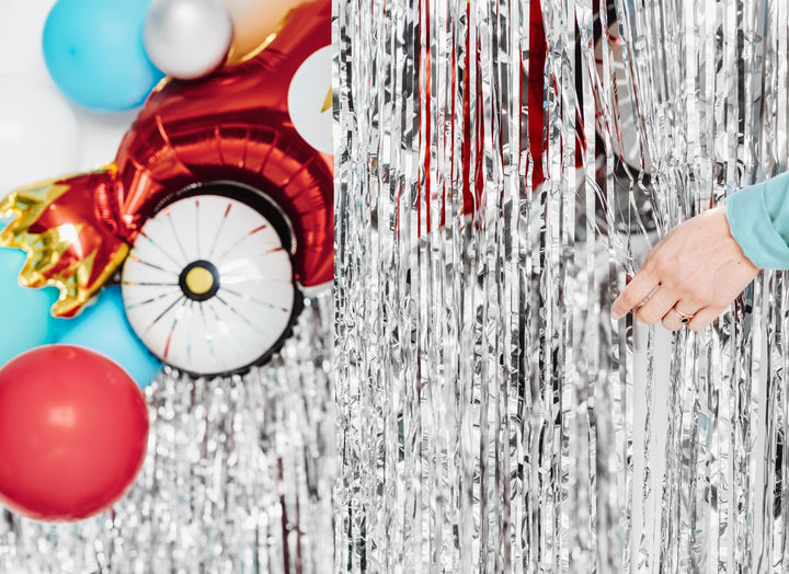 Silver Party Curtain - Silver Party Backdrop - Kids Birthday Party - Silver Party Decorations - Metallic Fringe Curtain-Photo Booth Backdrop - Jolie Fete UK