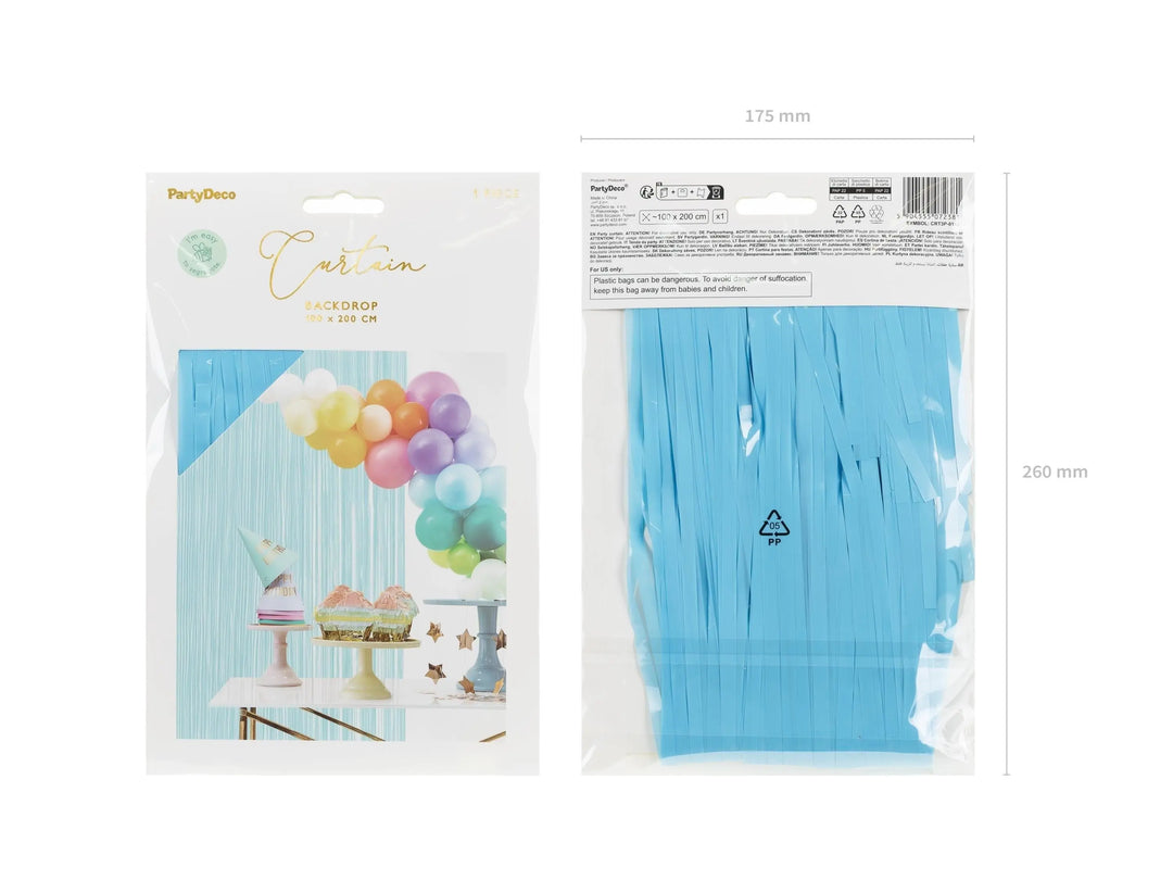 Blue Party Curtain - Sky Blue Party Backdrop - Kids Party - Light Blue Party Decor - Pastel Party Fringe Curtain - Photo Booth Backdrop - Jolie Fete UK