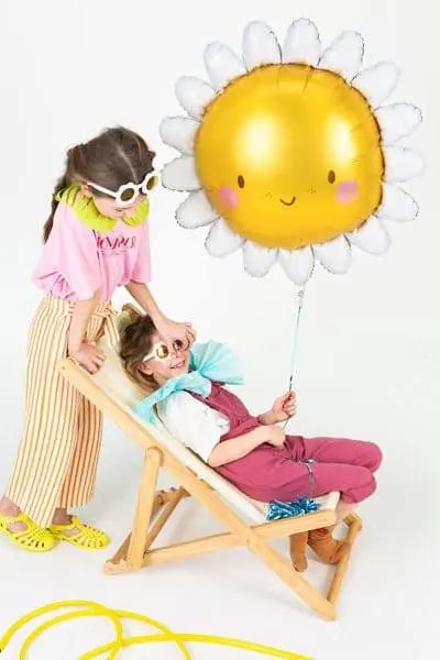 Smiling Sunshine Foil Balloon - Party Decoration Balloon - Sunflower Balloon - Nature Garden Kids Birthday Party - Helium Or Air Balloon - Jolie Fete