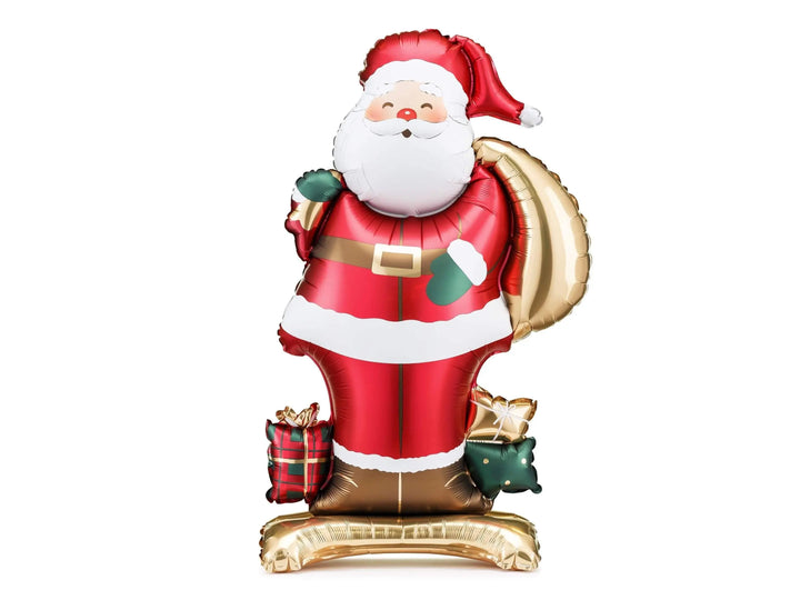 Standing Santa Claus Foil Balloon - Large Christmas Decoration - Festive Party Balloon - Holiday Home Decor - Kids Xmas - Inflate With Air - Jolie Fete UK