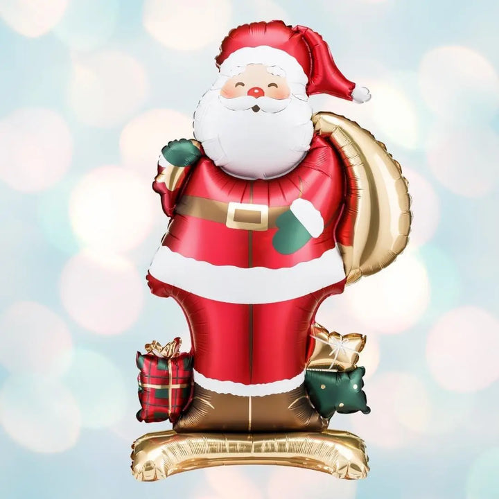 Standing Santa Claus Foil Balloon - Large Christmas Decoration - Festive Party Balloon - Holiday Home Decor - Kids Xmas - Inflate With Air - Jolie Fete UK