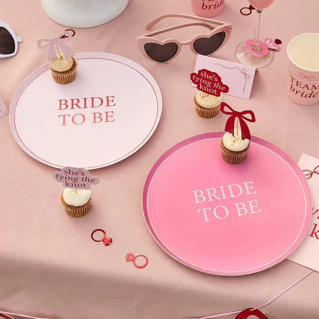 Team Bride Heart Sunglasses - Pink & Red Hen Party Favours - She’s Tying The Knot Coquette Hen Do Accessories - Bridal Shower - Pack of 5 - Jolie Fete UK