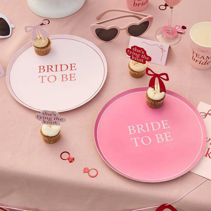 Team Bride Heart Sunglasses - Pink & Red Hen Party Favours - She’s Tying The Knot Coquette Hen Do Accessories - Bridal Shower - Pack of 5 - Jolie Fete UK