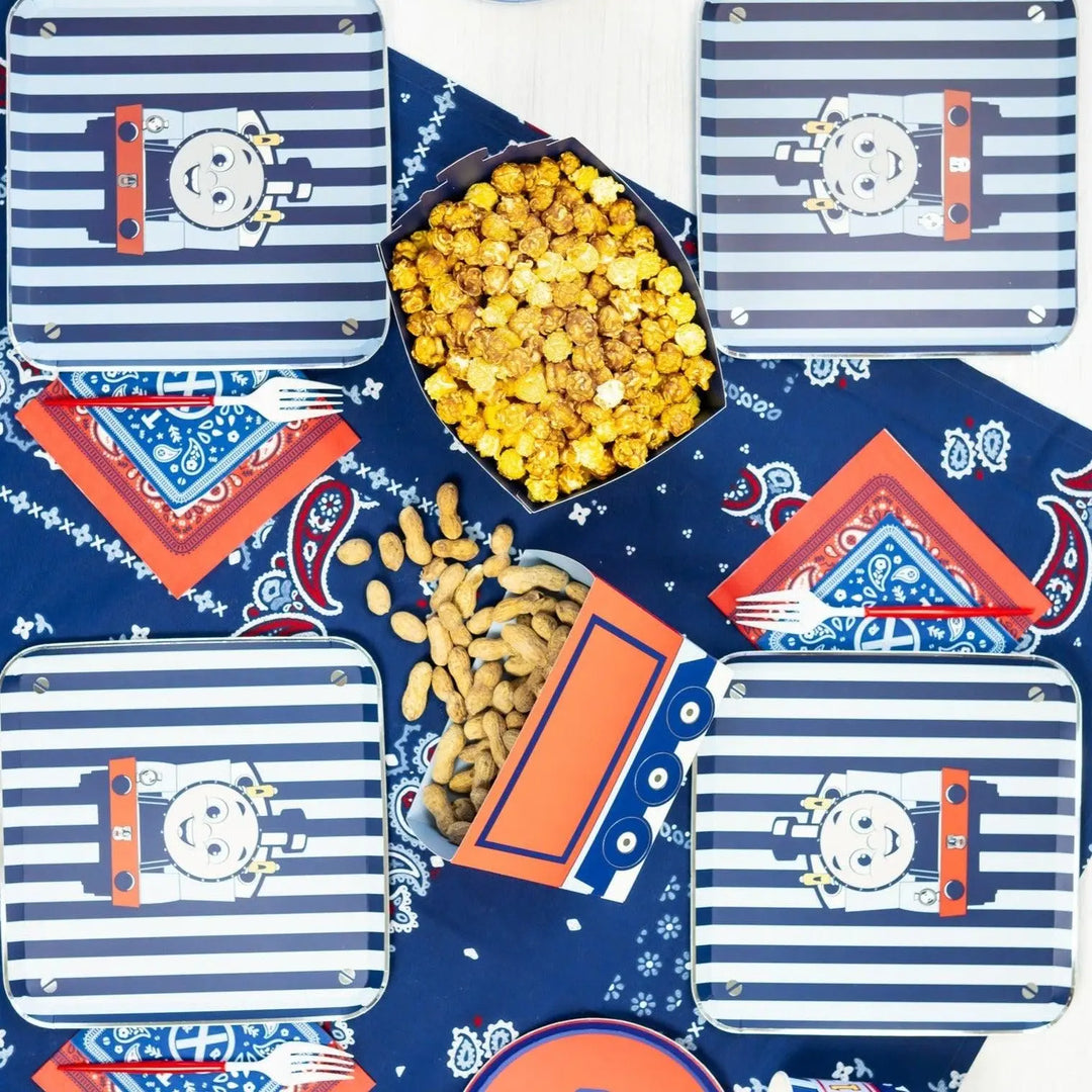 Thomas & Friends Small Bandana Napkins - Train Birthday Party Napkins - Blue Paper Napkins - Thomas Tank Engine Party Supplies - Pack of 24 - Jolie Fete UK