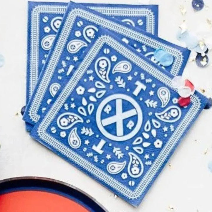 Thomas & Friends Small Bandana Napkins - Train Birthday Party Napkins - Blue Paper Napkins - Thomas Tank Engine Party Supplies - Pack of 24 - Jolie Fete UK