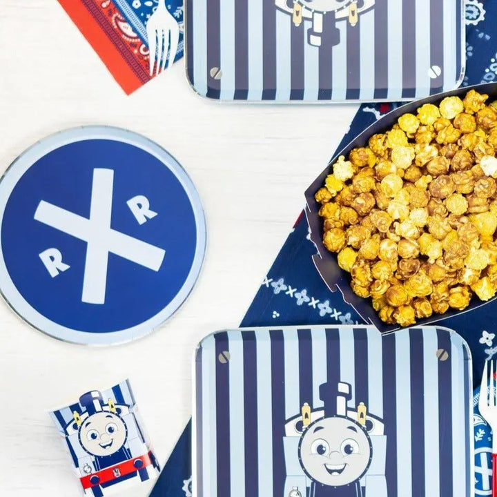 Thomas & Friends Small Plates - Train Birthday Party Tableware - Blue and Red Engine Railroad Two Designs - Kids Party Supplies - Pack of 8 - Jolie Fete UK