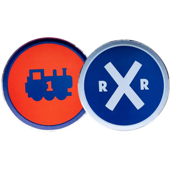 Thomas & Friends Small Plates - Train Birthday Party Tableware - Blue and Red Engine Railroad Two Designs - Kids Party Supplies - Pack of 8 - Jolie Fete UK