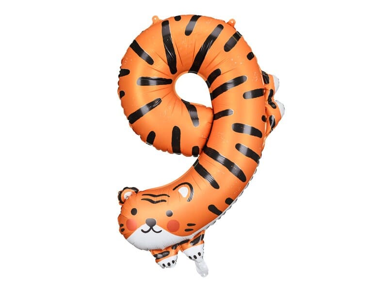 Tiger Foil Balloon Number 9 - Jolie Fete