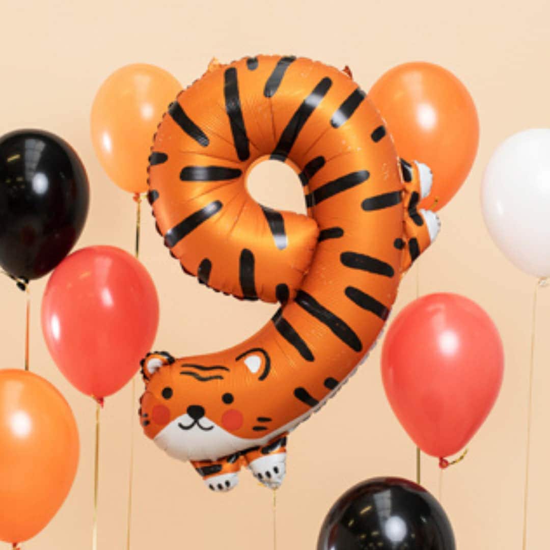 Tiger Foil Balloon Number 9 - Jolie Fete