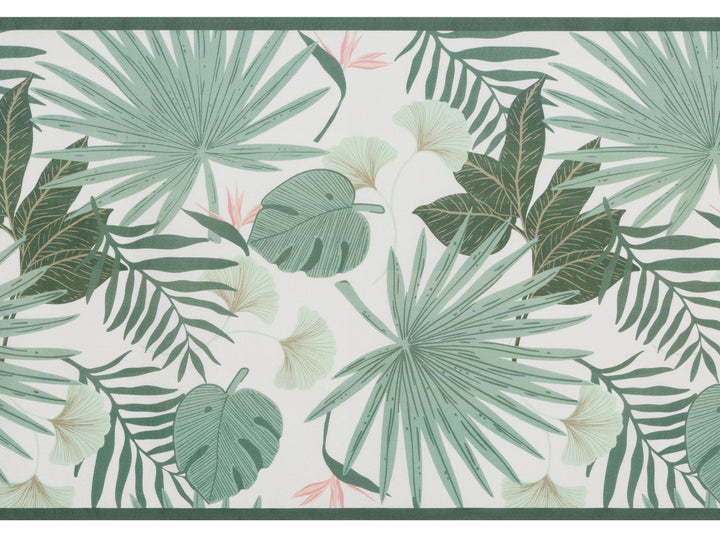 Tropical Leaves Table Runner - Jungle Party Table Cover - Green Nonwoven Runner - First Birthday Decor - Wild One Theme - Safari Party Table - Jolie Fete UK