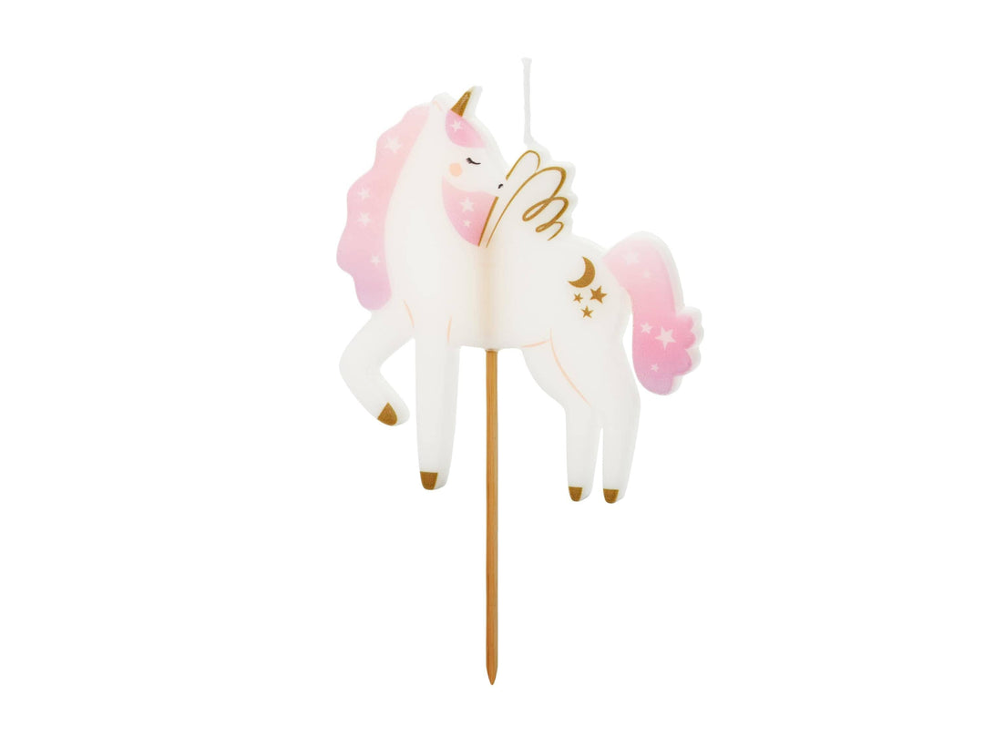 Unicorn Candle - Unicorn Birthday Cake Candle - 9cm White Unicorn Cake Topper - Unicorn Birthday Decorations - Jolie Fete UK
