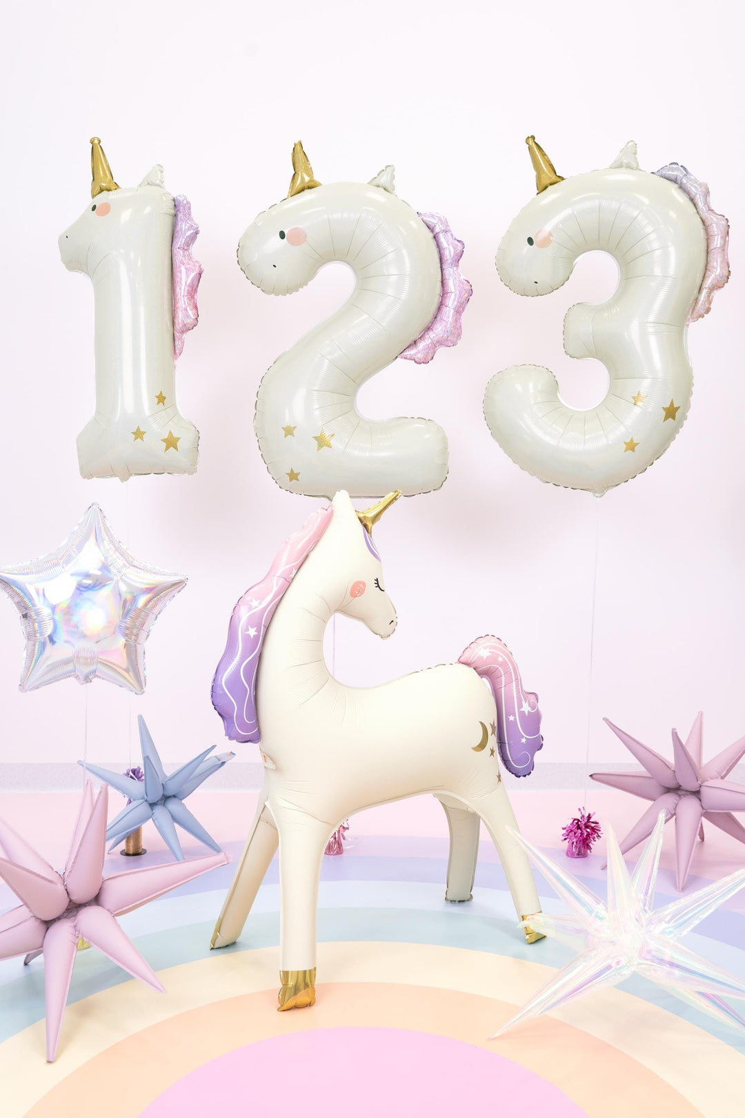 Unicorn Balloons-Unicorn Number 2 Balloon-Giant 36" Cream & Holographic Foil Balloon-Unicorn Birthday Decorations-Large 2nd Birthday Balloon - Jolie Fete UK