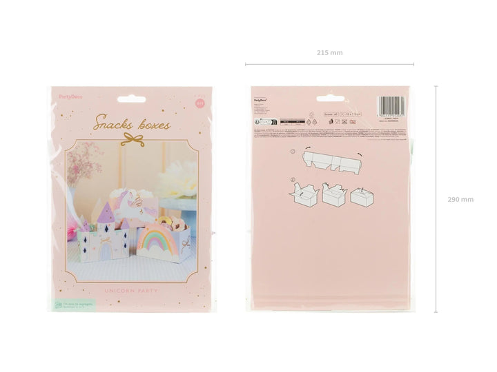 Unicorn Party Snack Boxes - Castle, Rainbow & Unicorn Designs With Gold Bows - Unicorn Party Supplies-Unicorn Birthday Decorations-Pack Of 6 - Jolie Fete UK