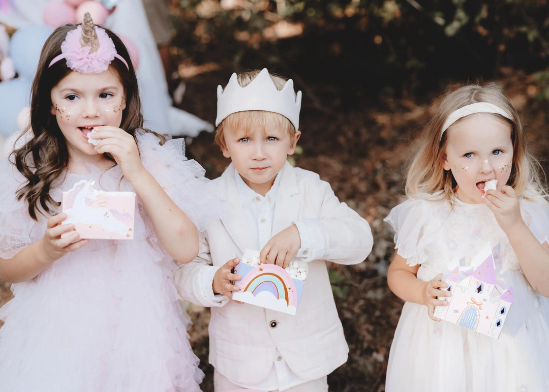 Unicorn Party Snack Boxes - Castle, Rainbow & Unicorn Designs With Gold Bows - Unicorn Party Supplies-Unicorn Birthday Decorations-Pack Of 6 - Jolie Fete UK